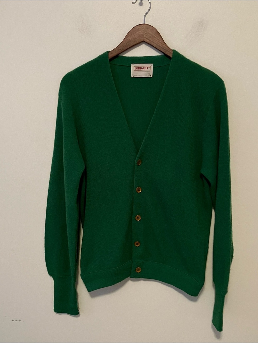 VTG Lord Jeff Cardigan Sweater Mens Size S Green Orlon Campus Preppy Yacht Club